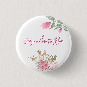 Sweet Little Pumpkin Blush Pink Gold White Floral Button