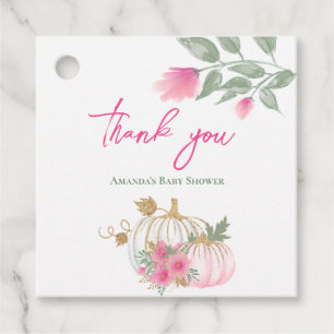 Sweet Little Pumpkin Blush Pink Gold White Floral Favor Tags