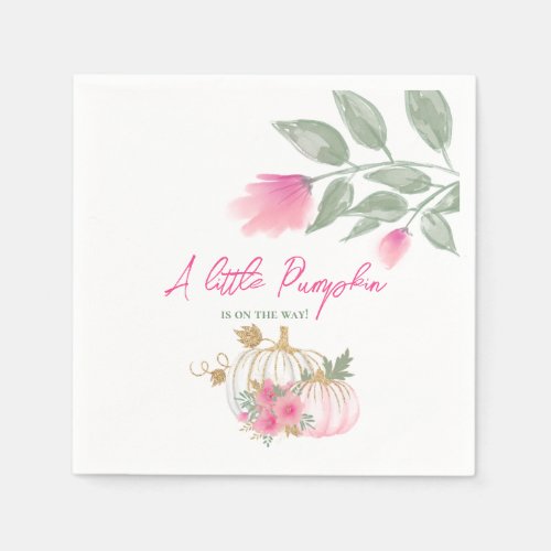 Sweet Little Pumpkin Blush Pink Gold White Floral Napkins