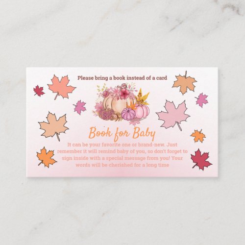Sweet Little Pumpkin Book for Baby Shower Game Enclosure Card