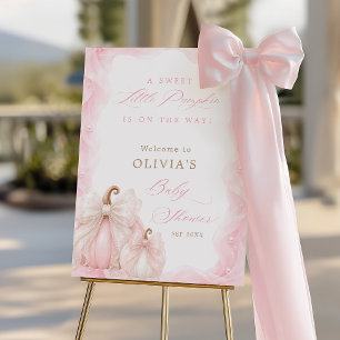 Sweet Little Pumpkin Bow Baby Shower Welcome Foam Board
