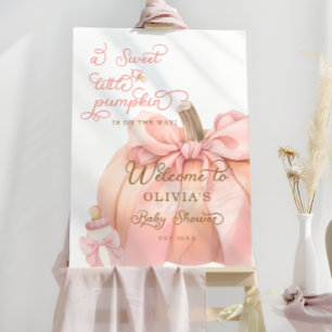 Sweet Little Pumpkin Bow Baby Shower Welcome Foam Board