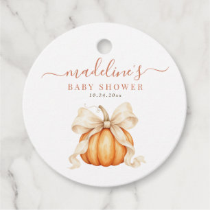 Sweet Little Pumpkin Bow Coquette Fall Baby Shower Favor Tags