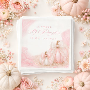 Sweet Little Pumpkin Bow Elegant Baby Shower Napkins