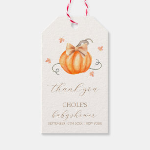 Sweet Little Pumpkin Bow Fall Baby Shower Gift Tags