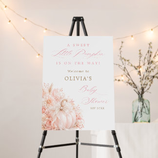 Sweet Little Pumpkin Bow Fall Baby Shower Welcome Foam Board