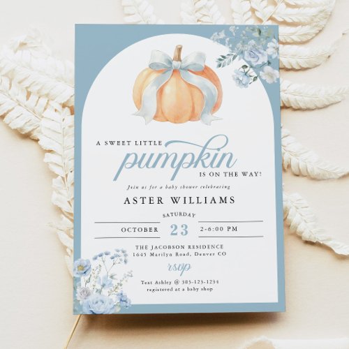 Sweet Little Pumpkin Boy Baby Shower Invitation