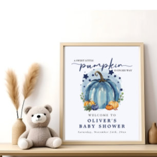 Sweet Little Pumpkin Boy Baby Shower Welcome Poster