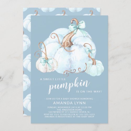 Sweet Little Pumpkin Boys Baby Shower Invitation