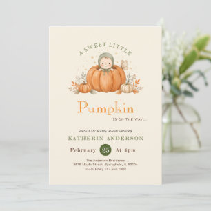 Sweet Little Pumpkin Fall Autumn Baby Shower Invitation