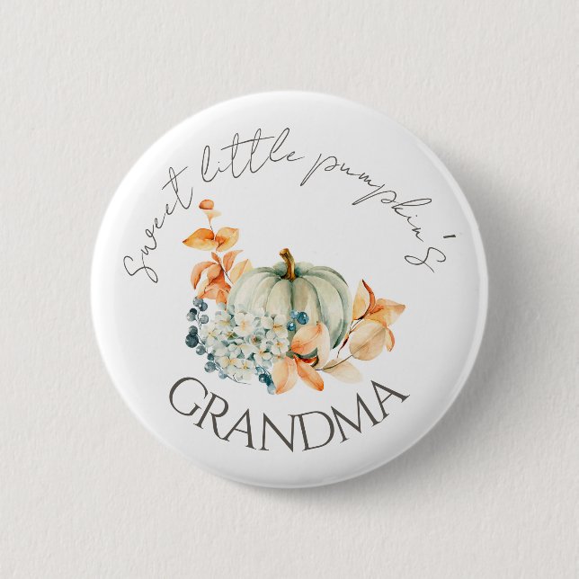 Sweet Little Pumpkin Fall Baby Shower Button Nana (Front)