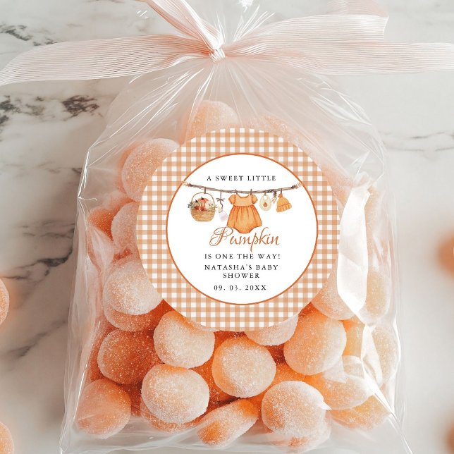 Sweet Little Pumpkin Fall baby shower Classic Round Sticker (Creator Uploaded)