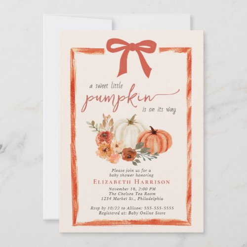 Sweet Little Pumpkin Fall Baby Shower Invitation