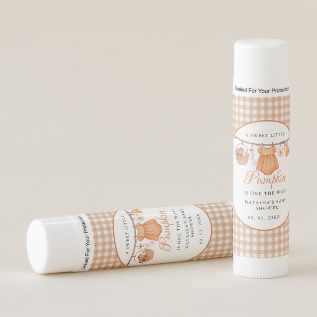 Sweet Little Pumpkin Fall baby shower Lip Balm (Front)
