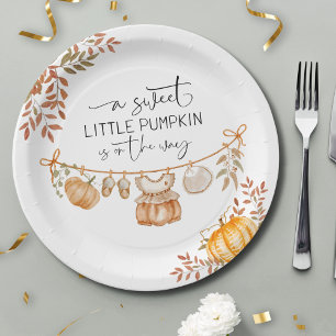 Sweet Little Pumpkin Fall Baby Shower Paper Plates
