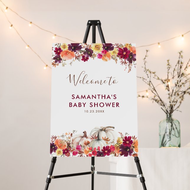 Sweet Little Pumpkin Fall Floral Baby Shower Foam Board (In Situ (Stand))