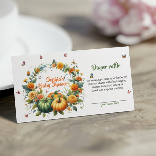 Sweet Little Pumpkin Floral Fall Diaper Raffle Enclosure Card (Creator Uploaded)
