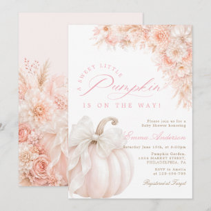 Sweet Little Pumpkin Floral Girl Baby Shower Invitation