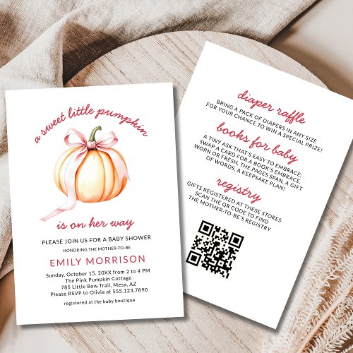 Fall Little Pumpkin Orange baby shower invitation