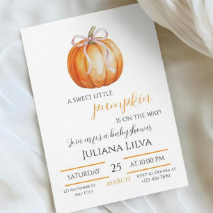 Sweet Little Pumpkin Girl Baby Shower Invitation