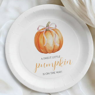 Sweet Little Pumpkin Girl Baby Shower Paper Plates