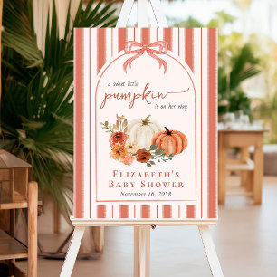 Sweet Little Pumpkin Girl Baby Shower Welcome Sign