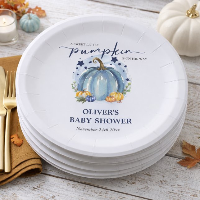 Sweet Little Pumpkin On Its Way Boy Baby Shower   Paper Plates (Creator Uploaded)