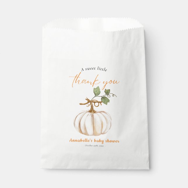Sweet little Pumpkin on the way Baby Shower Favor Bag (Front)