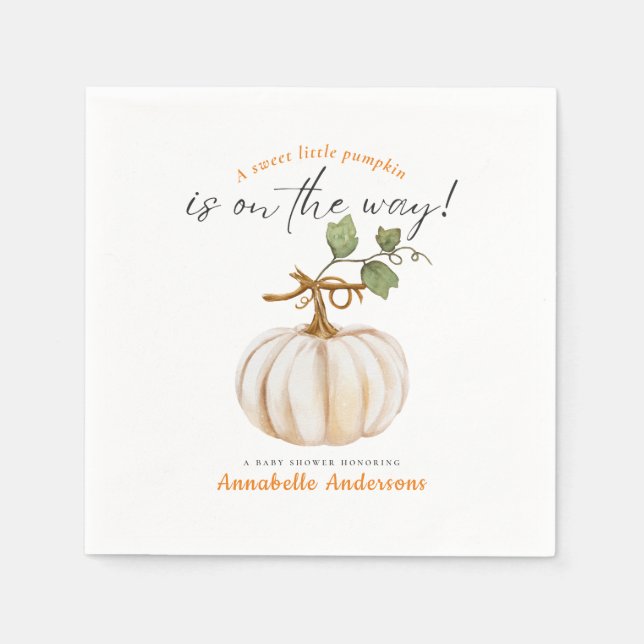 Sweet little Pumpkin on the way Baby Shower Napkins (Front)