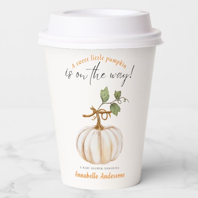 Sweet little Pumpkin on the way Baby Shower Paper Cups (Front)