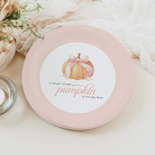 Sweet Little Pumpkin on the Way Baby Shower Paper Plates