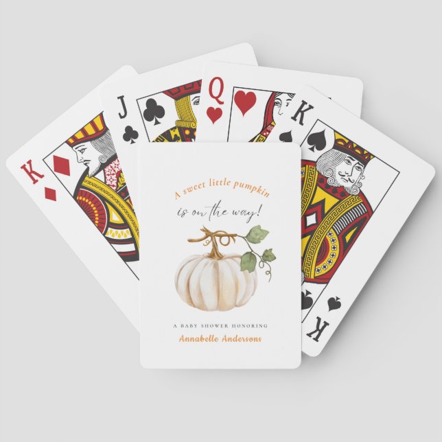 Sweet little Pumpkin on the way Baby Shower Poker Cards (Back)