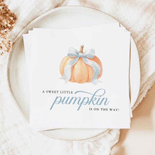 Sweet Little Pumpkin on the Way Boy Baby Shower Napkins