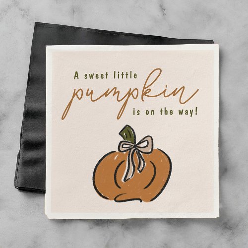 Sweet Little Pumpkin On The Way Cute Baby Shower Napkins