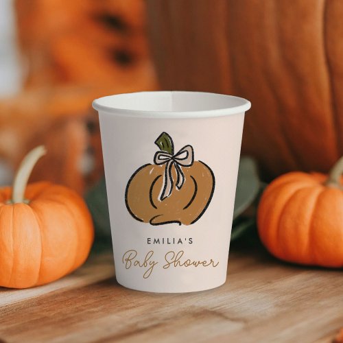 Sweet Little Pumpkin On The Way Cute Baby Shower  Paper Cups