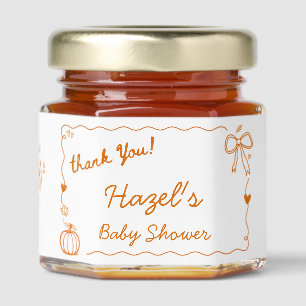 Sweet Little Pumpkin Orange Doodle Baby Shower Honey Jar Favors
