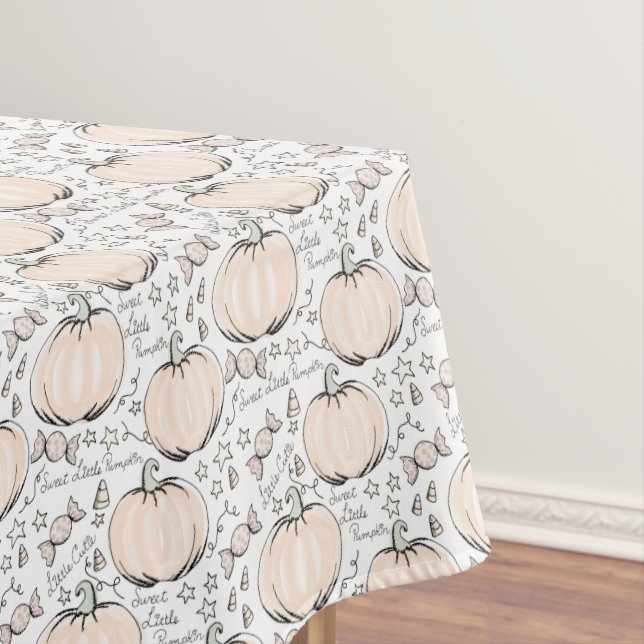 Sweet Little Pumpkin Pastel Halloween Tablecloth (In Situ)