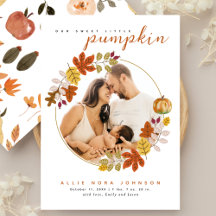 Sweet Little Pumpkin Photo Fall Baby Announcement