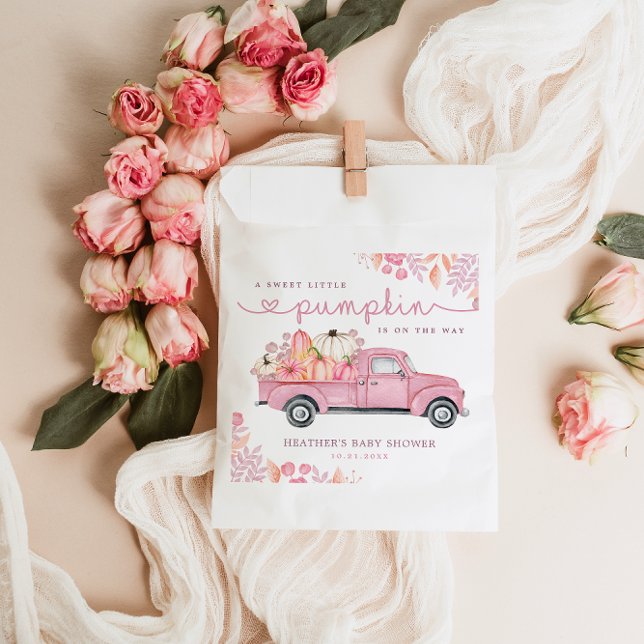Sweet Little Pumpkin Pink Autumn Baby Shower Favor Bag (Creator Uploaded)