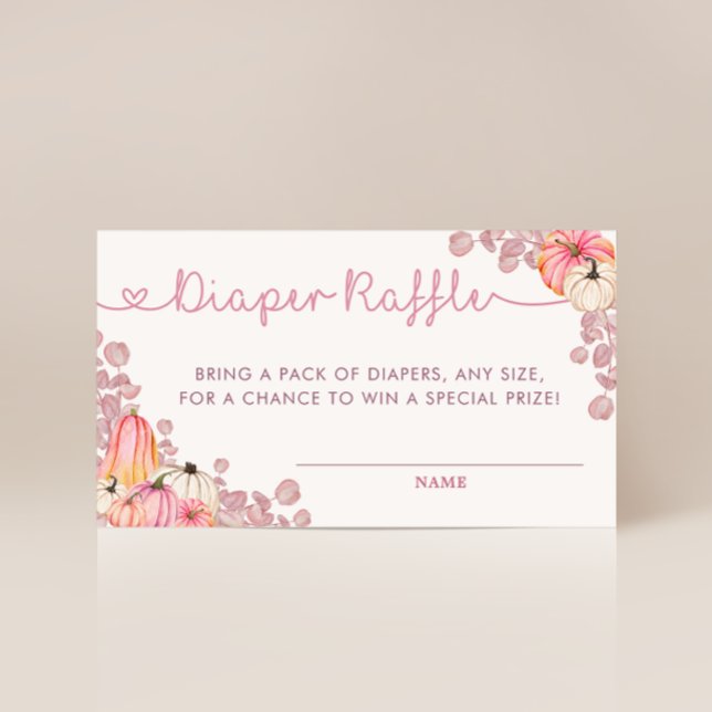 Sweet Little Pumpkin Pink Autumn Diaper Raffle Enclosure Card (Creator Uploaded)