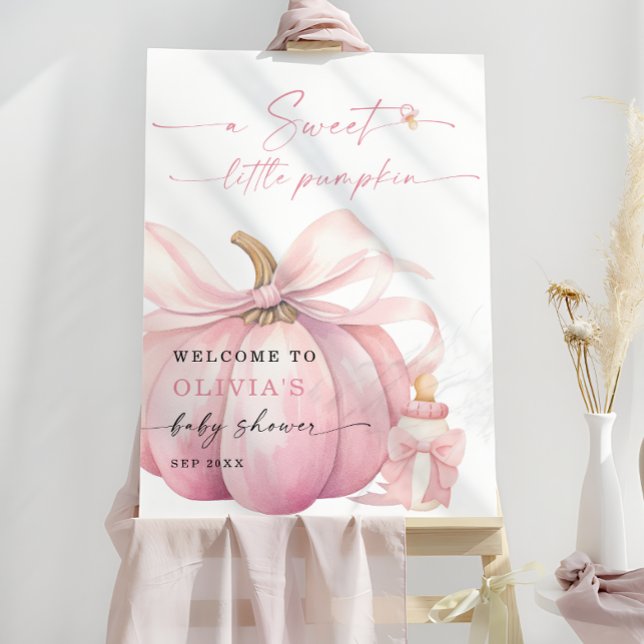 Sweet Little Pumpkin Pink Baby Shower Welcome Foam Board (Creator Uploaded)