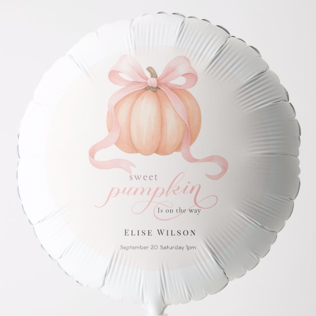 Sweet Little pumpkin pink bow is on the way Balloon (Front)