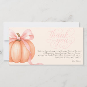 Sweet little pumpkin pink bow is on the way enclos thank you card