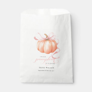 Sweet Little pumpkin pink bow is on the way Favor Bag