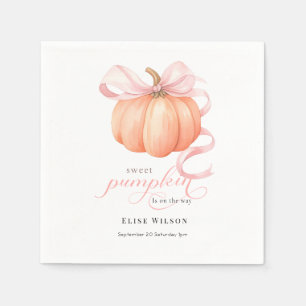 Sweet Little pumpkin pink bow is on the way Napkins