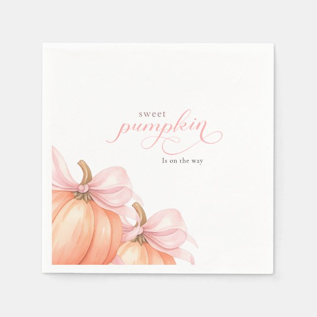 Sweet Little pumpkin pink bow is on the way Napkins (Front)