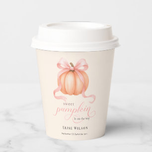 Sweet Little pumpkin pink bow is on the way Paper Cups