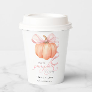 Sweet Little pumpkin pink bow is on the way Paper Cups
