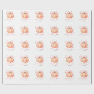 Sweet Little pumpkin pink bow is on the way Wrapping Paper