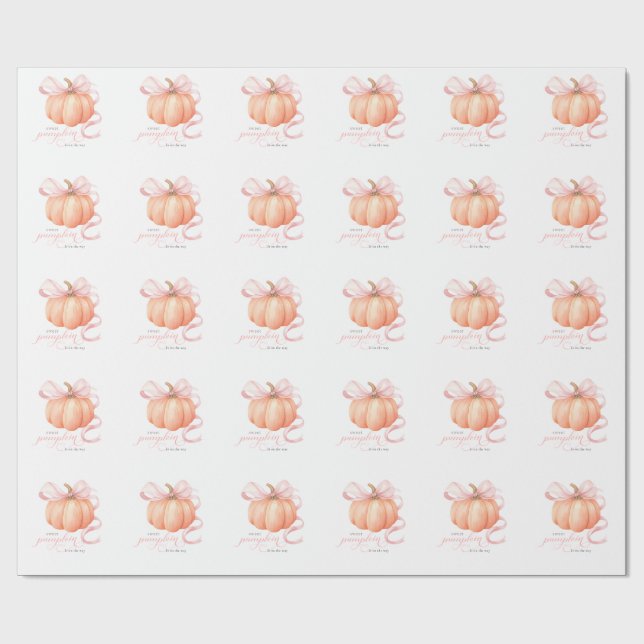 Sweet Little pumpkin pink bow is on the way Wrapping Paper (Flat)